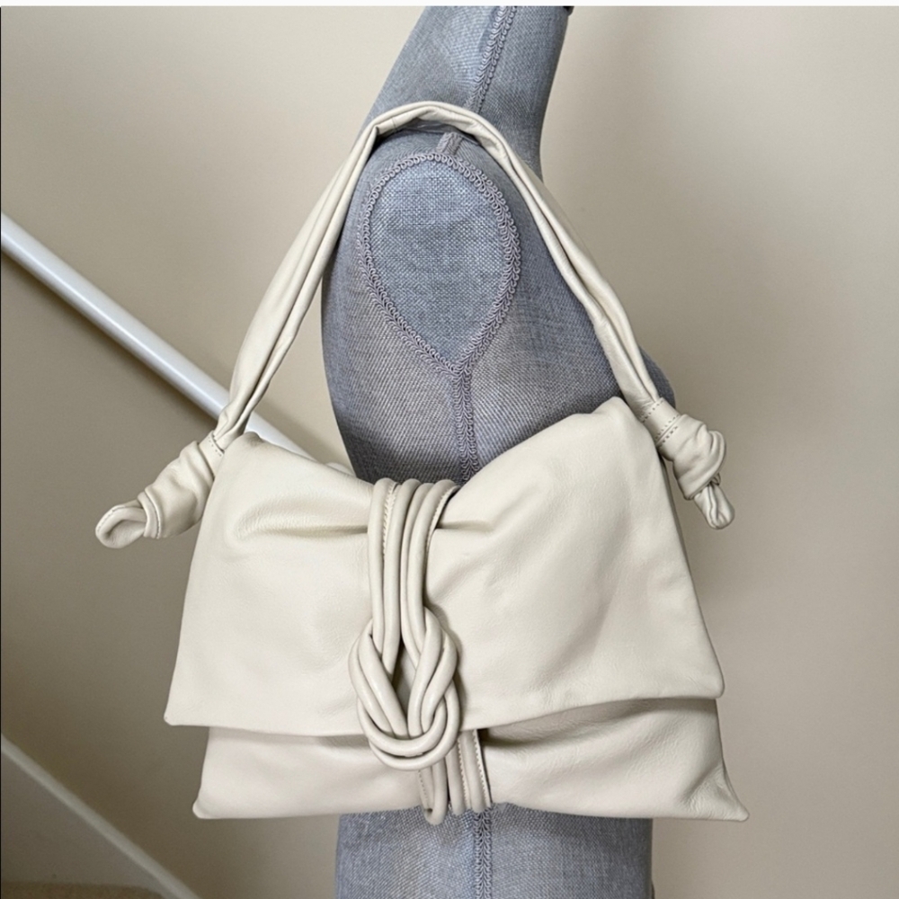 New Without Tags Viola Castellani Grigio Cream Knot-Detail Women's Shoulder Bag
